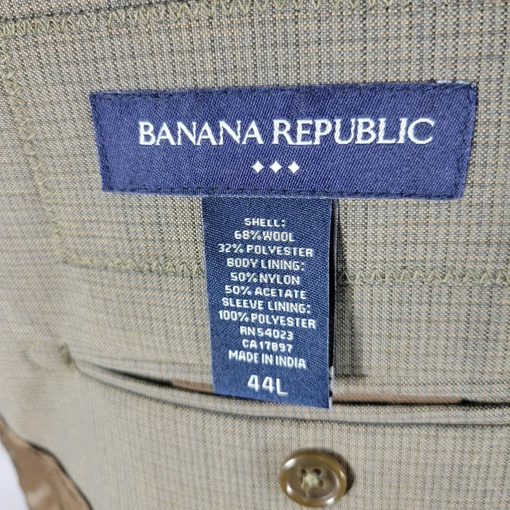 Banana‎ Republic Men's Sport Coat Jacket Two Button Olive Brown Light Weight 44L